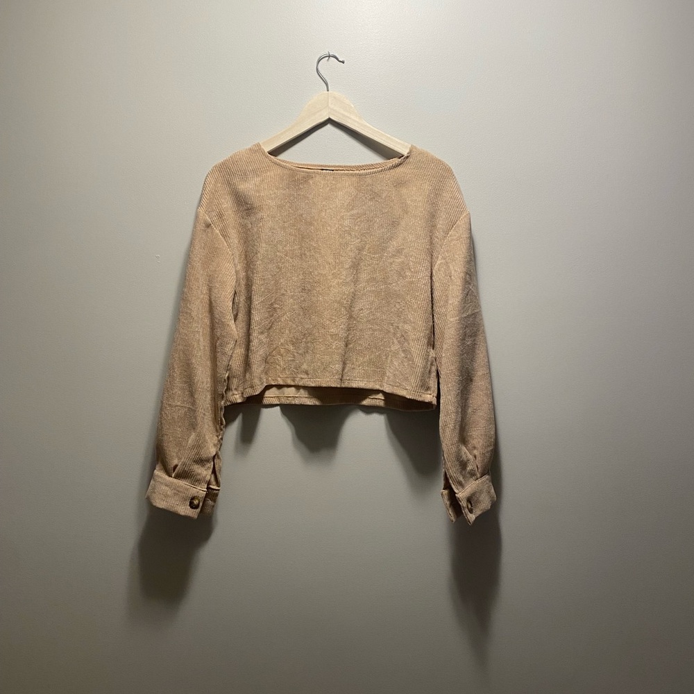 Corduroy long sleeve crop